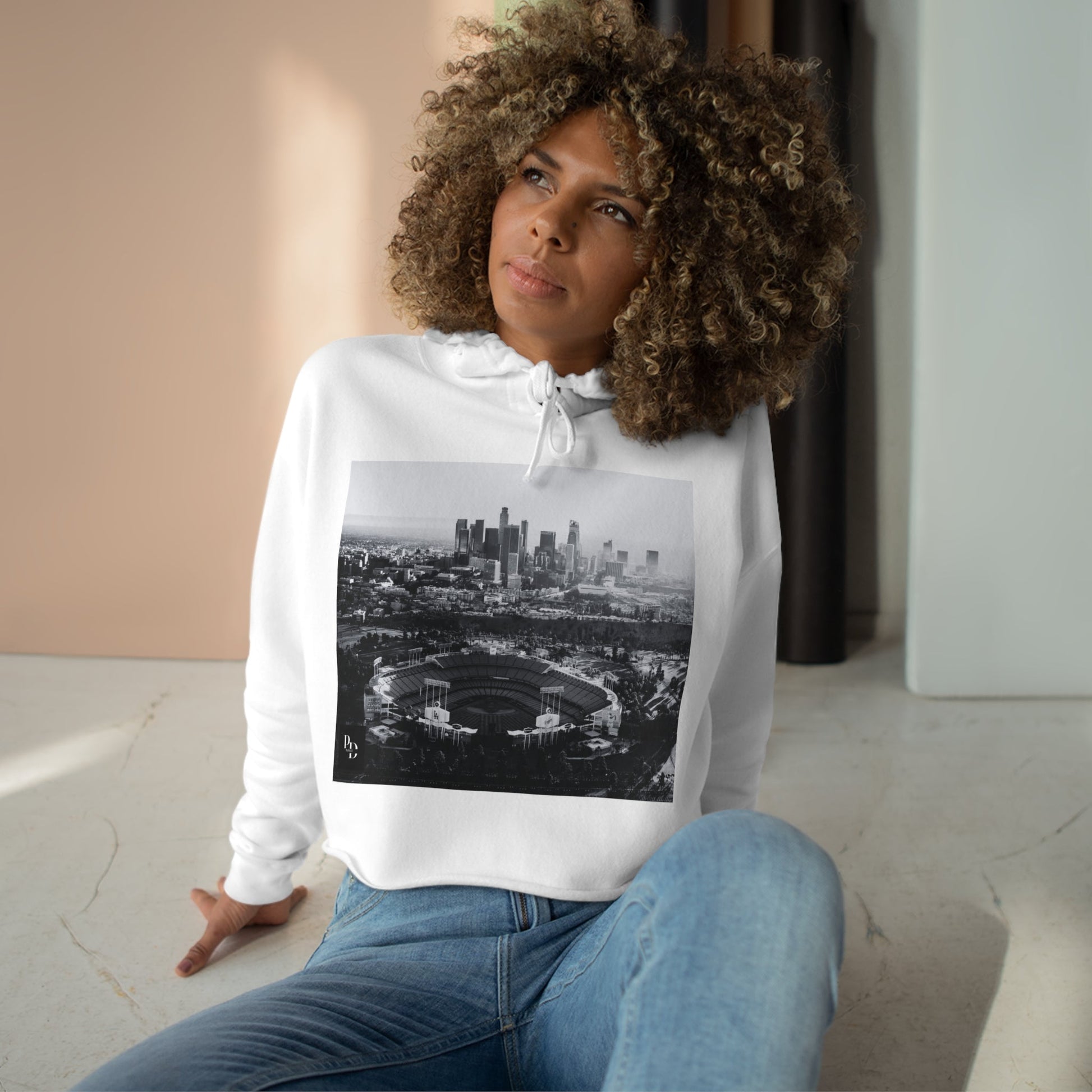 City Of Angels Crop Hoodie Printify